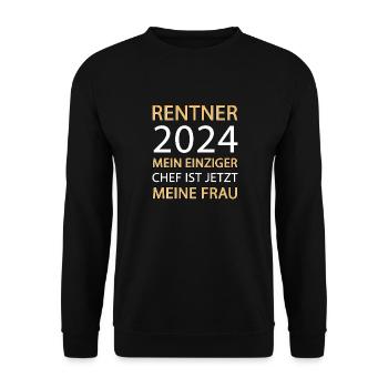 Ruhestand Frau Chef 2024 - Unisex Pullover - Schwarz - Vorne - Alina (178cm) & Michal (187cm)
