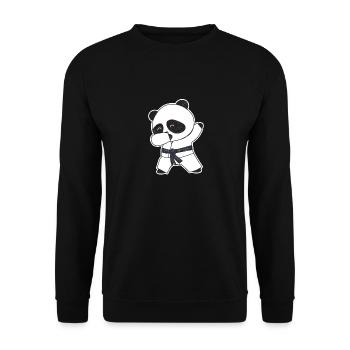 Lustige Dabbing Karate Baby Panda Bär Kampfkunst - Unisex Pullover - Schwarz - Vorne - Alina (178cm) & Michal (187cm)
