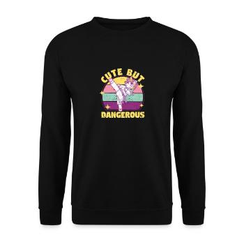 Drôle de Karaté Unicorn Lovers Arts Martiaux - Sweat-shirt Unisexe - noir - Devant - Alina (178cm) & Michal (187cm)