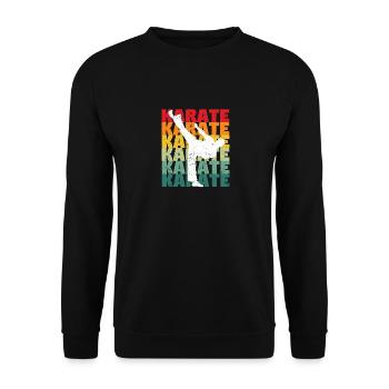 Retro Vintage Karate Silhouette 70er 80er Jahre - Unisex Pullover - Schwarz - Vorne - Alina (178cm) & Michal (187cm)
