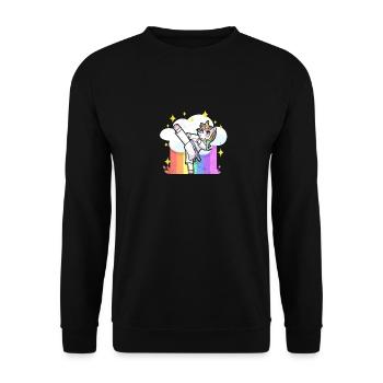 Karaté Amusant Arts Martiaux Arc-en-ciel Licorne - Sweat-shirt Unisexe - noir - Devant - Alina (178cm) & Michal (187cm)