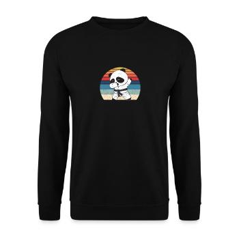 Lustige Dabbing Karate Baby Panda Bär Kampfkunst - Unisex Pullover - Schwarz - Vorne - Alina (178cm) & Michal (187cm)