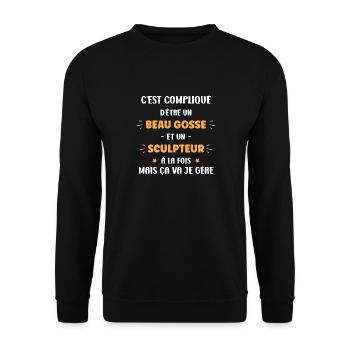 Compliqué beau gosse et sculpteur - Sweat-shirt Unisexe - noir - Devant - Alina (178cm) & Michal (187cm)