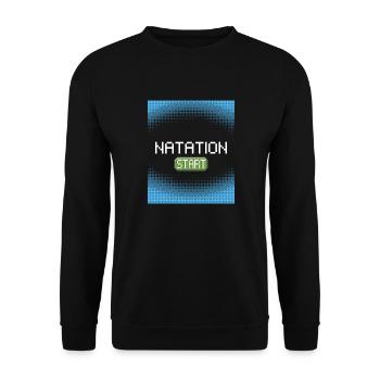 Startpixel für Schwimmen - Unisex Pullover - Schwarz - Vorne - Alina (178cm) & Michal (187cm)