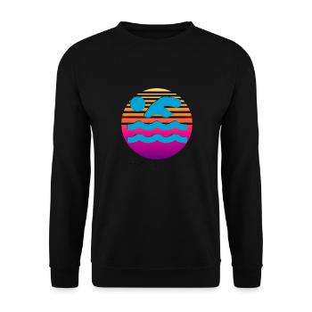 Vintage Schwimmen - Unisex Pullover - Schwarz - Vorne - Alina (178cm) & Michal (187cm)