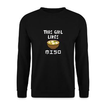 Girl Likes Miso Soup Ironic Ramen Japanese Food - Unisex Sweatshirt - black - Front - Alina (178cm) & Michal (187cm)