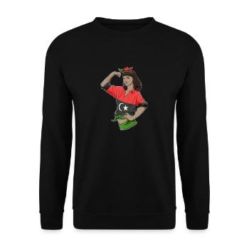 Libyan Girl Unbreakable I Libyan Heritage I Libya - Unisex Pullover - Schwarz - Vorne - Alina (178cm) & Michal (187cm)