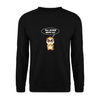 Erdmännchen Kuscheltier Fan Morgenmuffel Geschenk - Unisex Pullover - Schwarz - Vorne - Alina (178cm) & Michal (187cm)