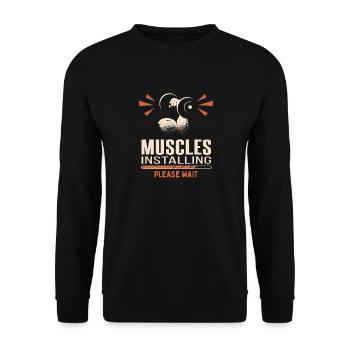 Installing muscles please wait Weightlifter Art - Unisex Pullover - Schwarz - Vorne - Alina (178cm) & Michal (187cm)