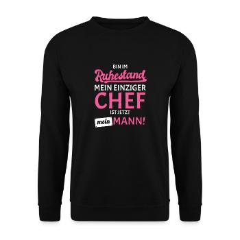 Ruhestand Rente Mann Chef Rentnerin 2022 2023 - Unisex Pullover - Schwarz - Vorne - Alina (178cm) & Michal (187cm)