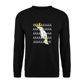 Funny Cockatoo Parrot Art - Unisex Pullover - Schwarz - Vorne - Alina (178cm) & Michal (187cm)