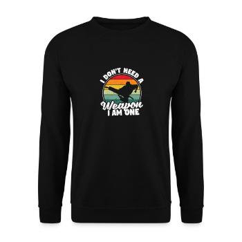 Karate Black Belt Fighters Ich brauche keine Waffe - Unisex Pullover - Schwarz - Vorne - Alina (178cm) & Michal (187cm)
