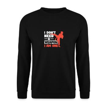 Ich brauche keine Waffe, ich bin ein Karate - Unisex Pullover - Schwarz - Vorne - Alina (178cm) & Michal (187cm)