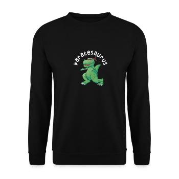 Karatesaurus Trex Karate Lustig Dinosaurier Kampf - Unisex Pullover - Schwarz - Vorne - Alina (178cm) & Michal (187cm)