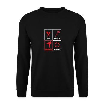 Lustige Kampfsportarten Japanisch Training Essen - Unisex Pullover - Schwarz - Vorne - Alina (178cm) & Michal (187cm)
