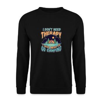 Ich brauche keine Therapie ich muss campen gehen - Unisex Pullover - Schwarz - Vorne - Alina (178cm) & Michal (187cm)