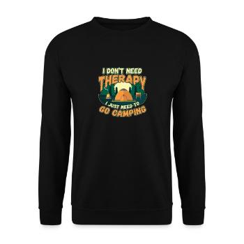 Ich brauche keine Therapie ich muss campen gehen - Unisex Pullover - Schwarz - Vorne - Alina (178cm) & Michal (187cm)