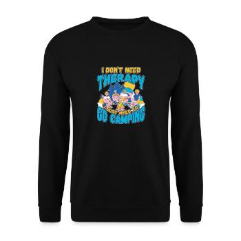 Ich brauche keine Therapie ich muss campen gehen - Unisex Pullover - Schwarz - Vorne - Alina (178cm) & Michal (187cm)