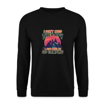 Ich brauche keine Therapie ich muss campen gehen - Unisex Pullover - Schwarz - Vorne - Alina (178cm) & Michal (187cm)