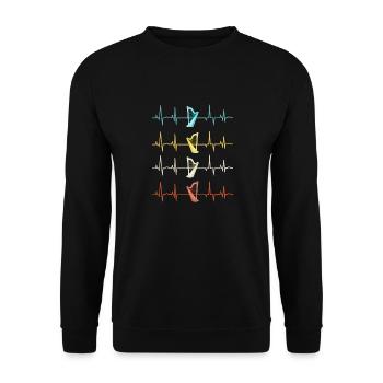 Harp Player Harpist Heartbeat - Unisex Pullover - Schwarz - Vorne - Alina (178cm) & Michal (187cm)