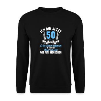 Seltsam im gleichen Alter wie alte 50. Geburtstag - Unisex Pullover - Schwarz - Vorne - Alina (178cm) & Michal (187cm)