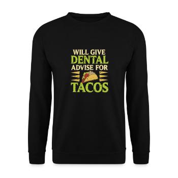 Will Give Dental Advise For Tacos Funny Tea - Unisex Sweatshirt - black - Front - Alina (178cm) & Michal (187cm)