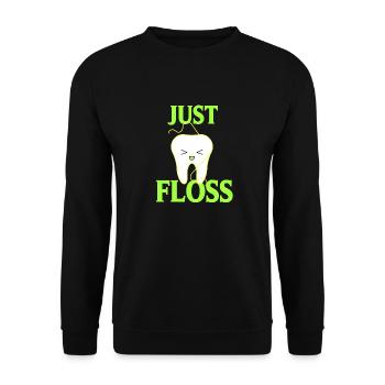 Just Floss Funny Cute Dentist T-Shirt Cadeau Cadeau - Sweat-shirt Unisexe - noir - Devant - Alina (178cm) & Michal (187cm)