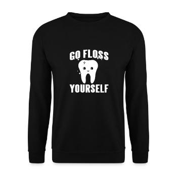 Allez passer la soie dentaire vous-même Drôle Mignon Dentiste T-Shirt - Sweat-shirt Unisexe - noir - Devant - Alina (178cm) & Michal (187cm)