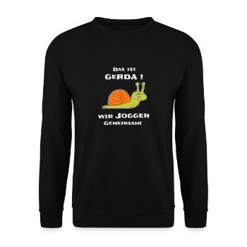 Das ist Gerda wir joggen gemeinsam - Unisex Pullover - Schwarz - Vorne - Alina (178cm) & Michal (187cm)