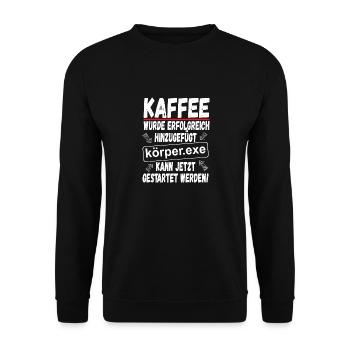Kaffee Informatiker Geschenk Lustiger Spruch - Unisex Pullover - Schwarz - Vorne - Alina (178cm) & Michal (187cm)