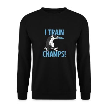 I Train Champs Cool Vintage Dog Coach T-Shirt - Unisex Sweatshirt - black - Front - Alina (178cm) & Michal (187cm)