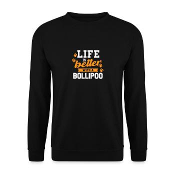 Bollipoo Hunde Hunderasse Geschenk Spruch Hund - Unisex Pullover - Schwarz - Vorne - Alina (178cm) & Michal (187cm)