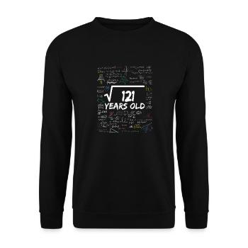 Square Root of 121 11TH Funny Math Birthday - Unisex Pullover - Schwarz - Vorne - Alina (178cm) & Michal (187cm)