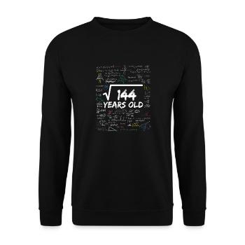 Square Root of 144 12TH Funny Math Birthday - Unisex Pullover - Schwarz - Vorne - Alina (178cm) & Michal (187cm)