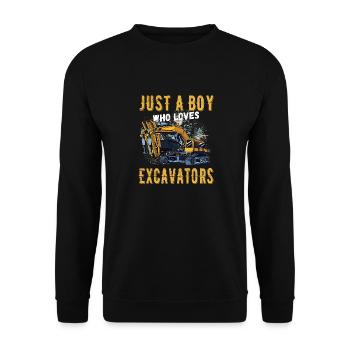 Nur ein Junge der Bagger Liebt - Unisex Pullover - Schwarz - Vorne - Alina (178cm) & Michal (187cm)