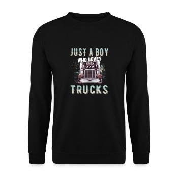 just a boy who loves trucks - Unisex Sweatshirt - black - Front - Alina (178cm) & Michal (187cm)