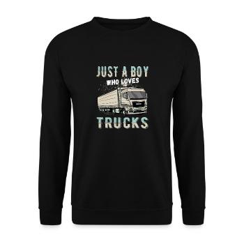 just a boy who loves trucks - Unisex Sweatshirt - black - Front - Alina (178cm) & Michal (187cm)