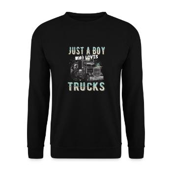 just a boy who loves trucks - Unisex Sweatshirt - black - Front - Alina (178cm) & Michal (187cm)
