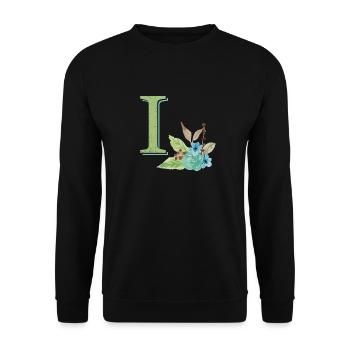 Lettre I verte géante prénom naissance jardin vert - Sweat-shirt Unisexe - noir - Devant - Alina (178cm) & Michal (187cm)