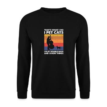 Double bass players and cat lovers - Unisex Sweatshirt - black - Front - Alina (178cm) & Michal (187cm)