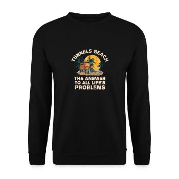 Tunnels Beach Answer To All Life's Problems - Unisex Pullover - Schwarz - Vorne - Alina (178cm) & Michal (187cm)