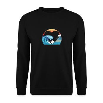 Retro Simplistic Heart Ocean Beach Lovers Surf - Unisex Sweatshirt - black - Front - Alina (178cm) & Michal (187cm)
