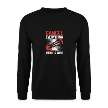 Alles absagen Es gibt Wind Funny Kitesurf Kite - Unisex Pullover - Schwarz - Vorne - Alina (178cm) & Michal (187cm)