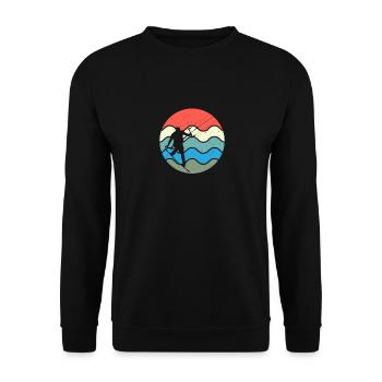 Retro Eighties Beach Surf 80s Vibe Water - Unisex Sweatshirt - black - Front - Alina (178cm) & Michal (187cm)