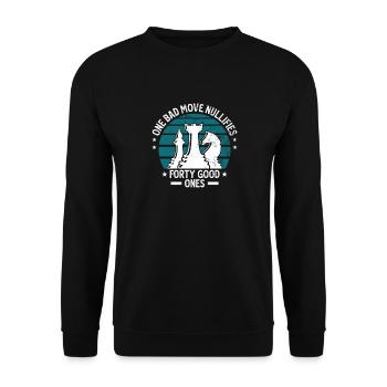 Eine falsche Bewegung Spiel Schachfiguren Geschenk - Unisex Pullover - Schwarz - Vorne - Alina (178cm) & Michal (187cm)