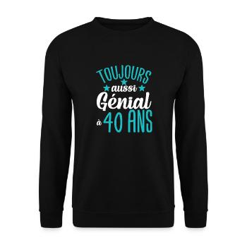Cadeau anniversaire 40 ans rigolo homme - Sweat-shirt Unisexe - noir - Devant - Alina (178cm) & Michal (187cm)