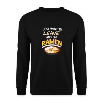 Je veux juste partir et manger des ramen funny design - Sweat-shirt Unisexe - noir - Devant - Alina (178cm) & Michal (187cm)