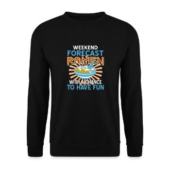 Ramen de prévisions du week-end avec chance de s’amuser - Sweat-shirt Unisexe - noir - Devant - Alina (178cm) & Michal (187cm)