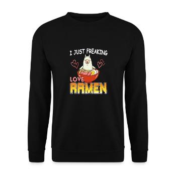 Je flippe juste l’amour Ramen Funny Designs Tea - Sweat-shirt Unisexe - noir - Devant - Alina (178cm) & Michal (187cm)