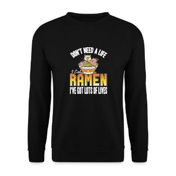 N’a pas besoin d’une vie je mange des ramen drôles d’amoureux des ramen - Sweat-shirt Unisexe - noir - Devant - Alina (178cm) & Michal (187cm)